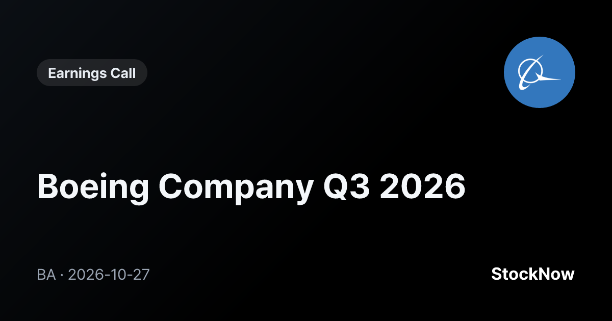 BA Q3 2026 Earnings Call | StockNow