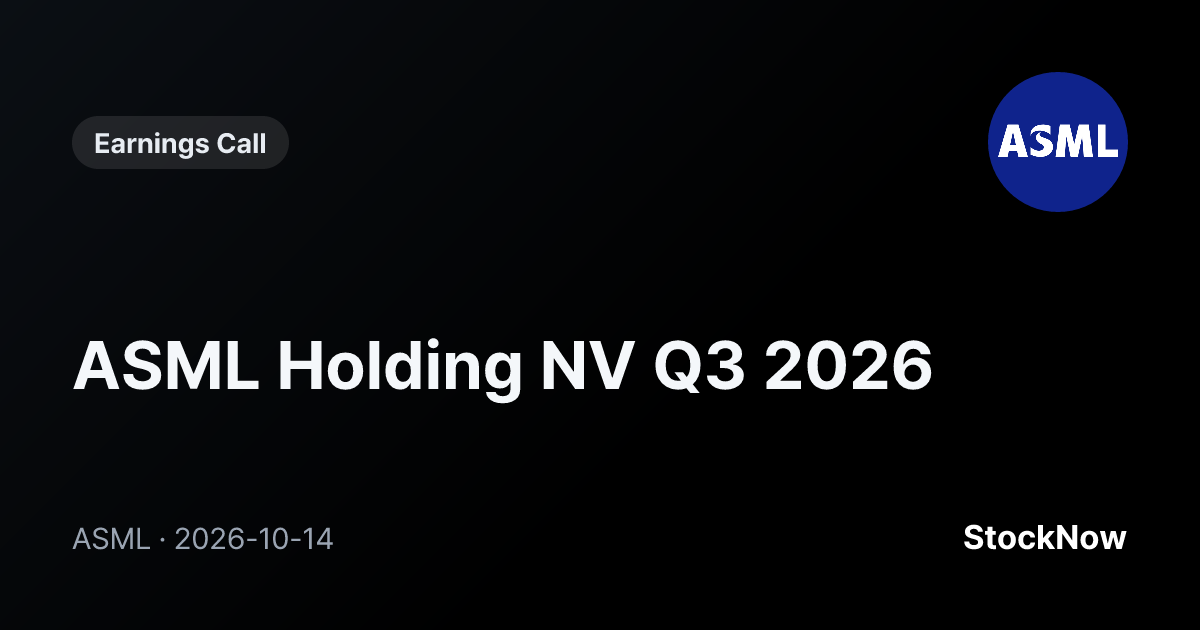 ASML Q3 2026 Earnings Call | StockNow